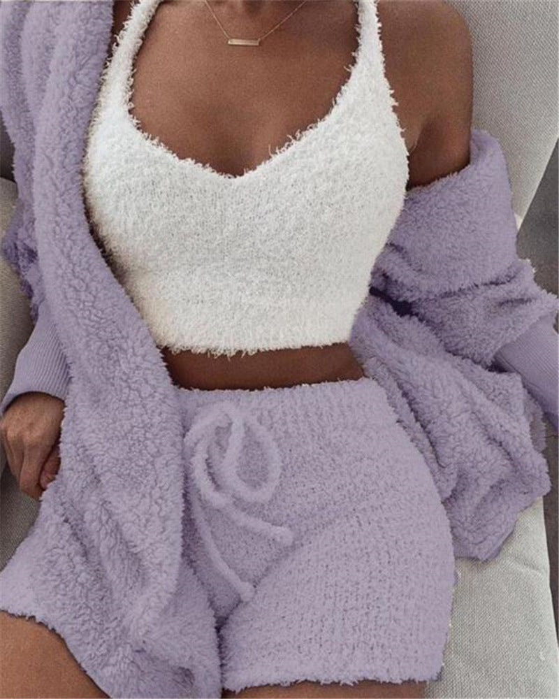 Velours de Rêve – Ensemble Pyjama Femme 3 Pièces Doux & Confort