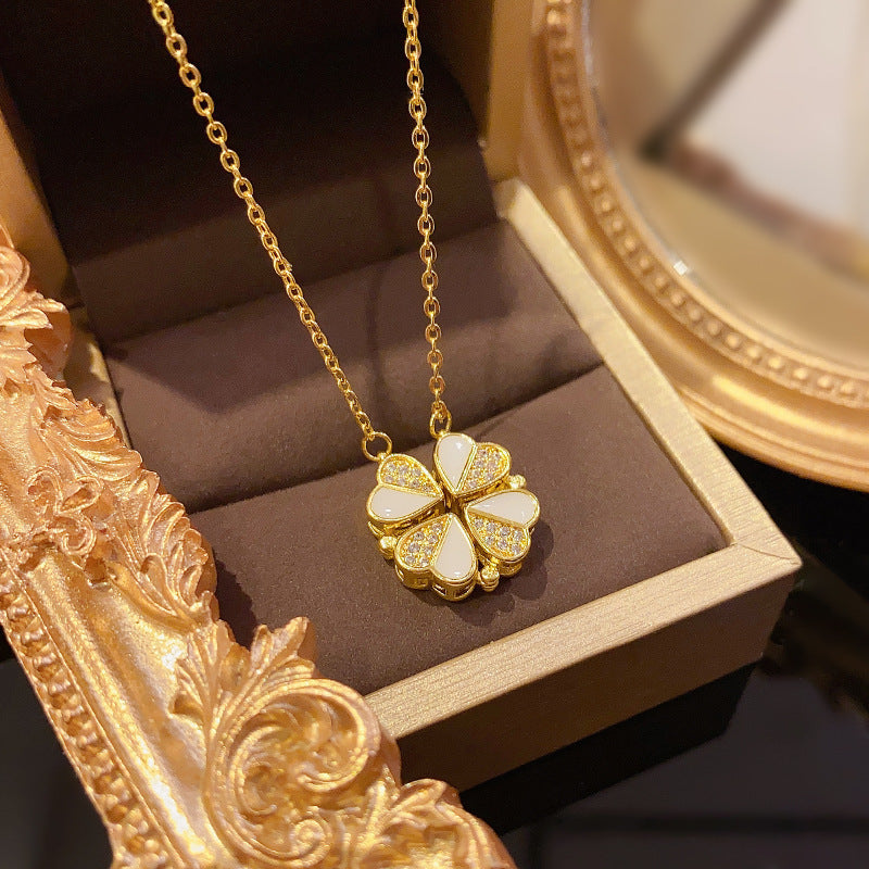 Chance Éternelle - Collier Trèfle et Cœur pour Femme