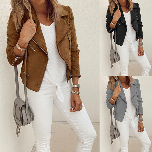 Veste Courte Zippée Femme – Col Tailleur