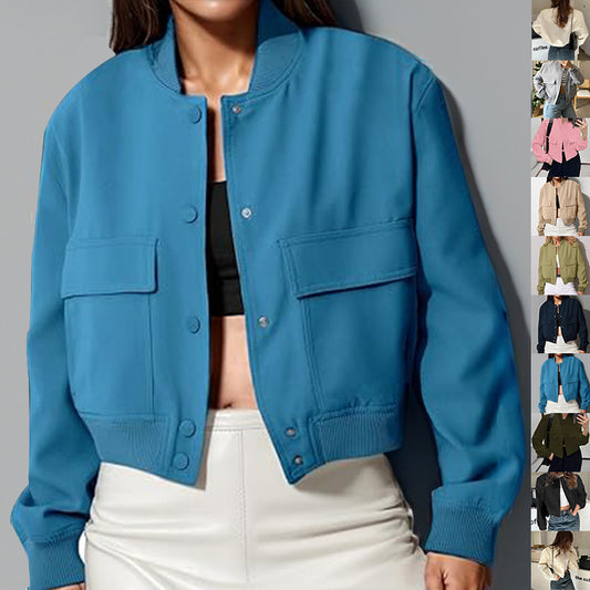 Élégance au Quotidien - Veste Décontractée Femme à Col Montant