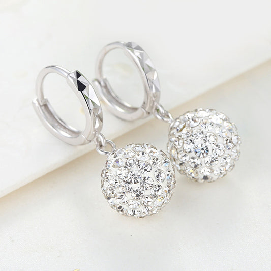 Éclat d'Été – Boucles Cristal Géométrique en Argent Fin